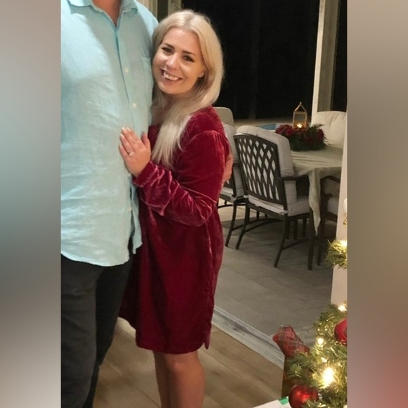 Anthropologie Melody Velvet Tunic Dress in Raspberry Petite Small - Picture 3 of 3